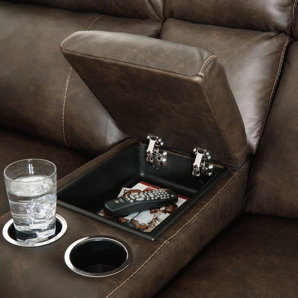 Ashley Living Room Roman Power Reclining Loveseat with Console U2540118
