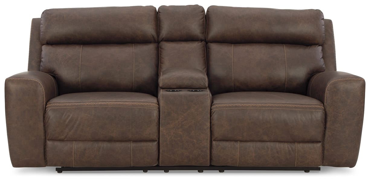 Ashley Living Room Roman Power Reclining Loveseat with Console U2540118