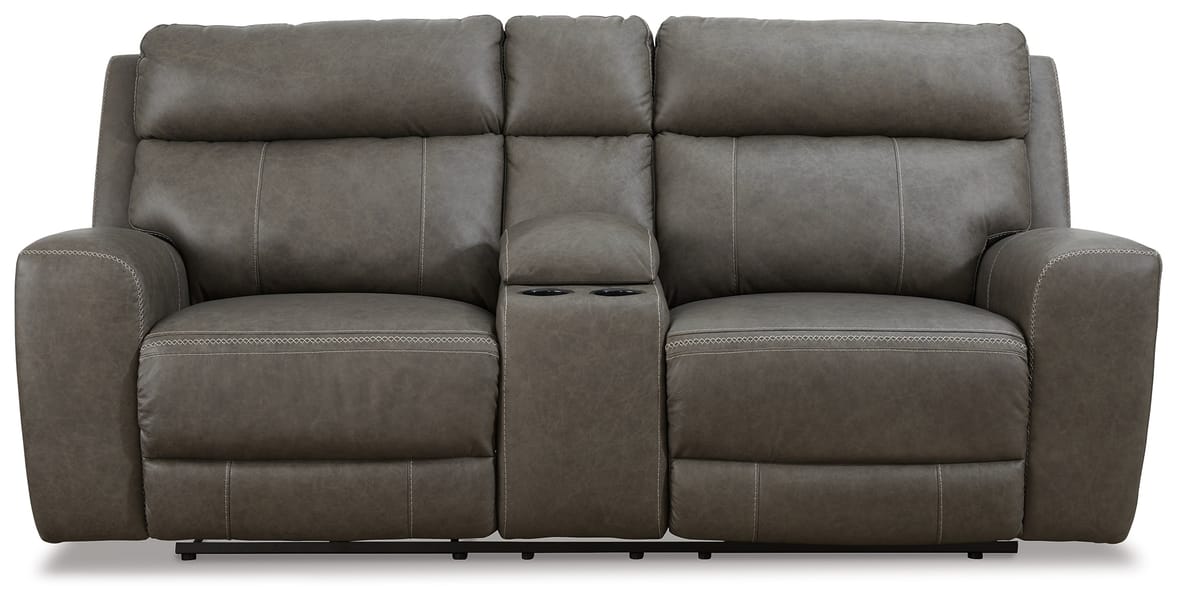 Ashley Living Room Roman Power Reclining Loveseat with Console U2540218
