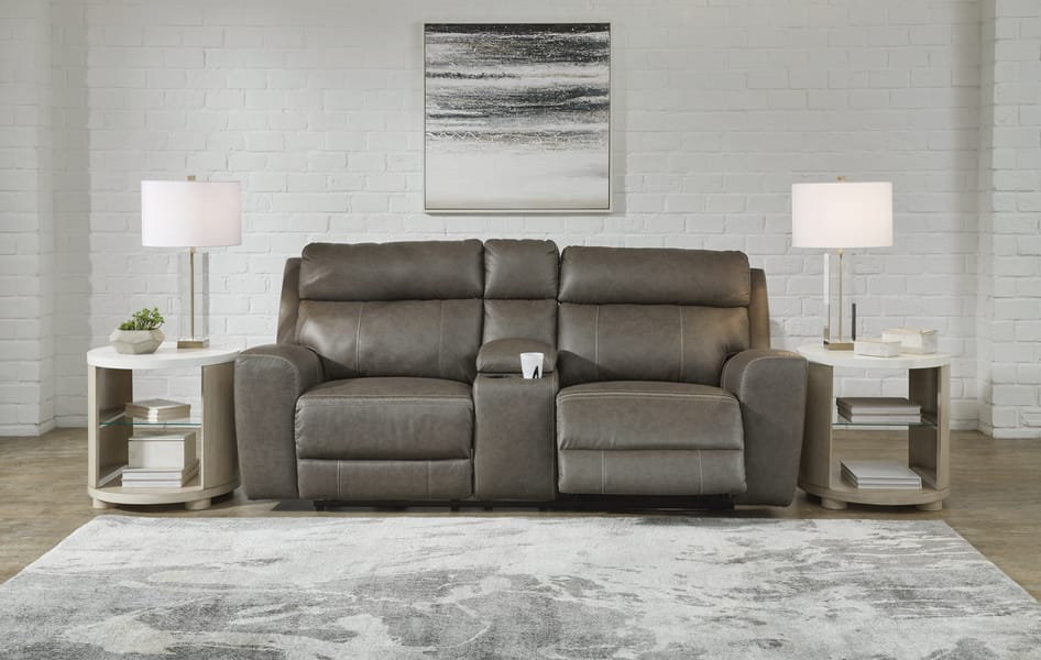 Ashley Living Room Roman Power Reclining Loveseat with Console U2540218