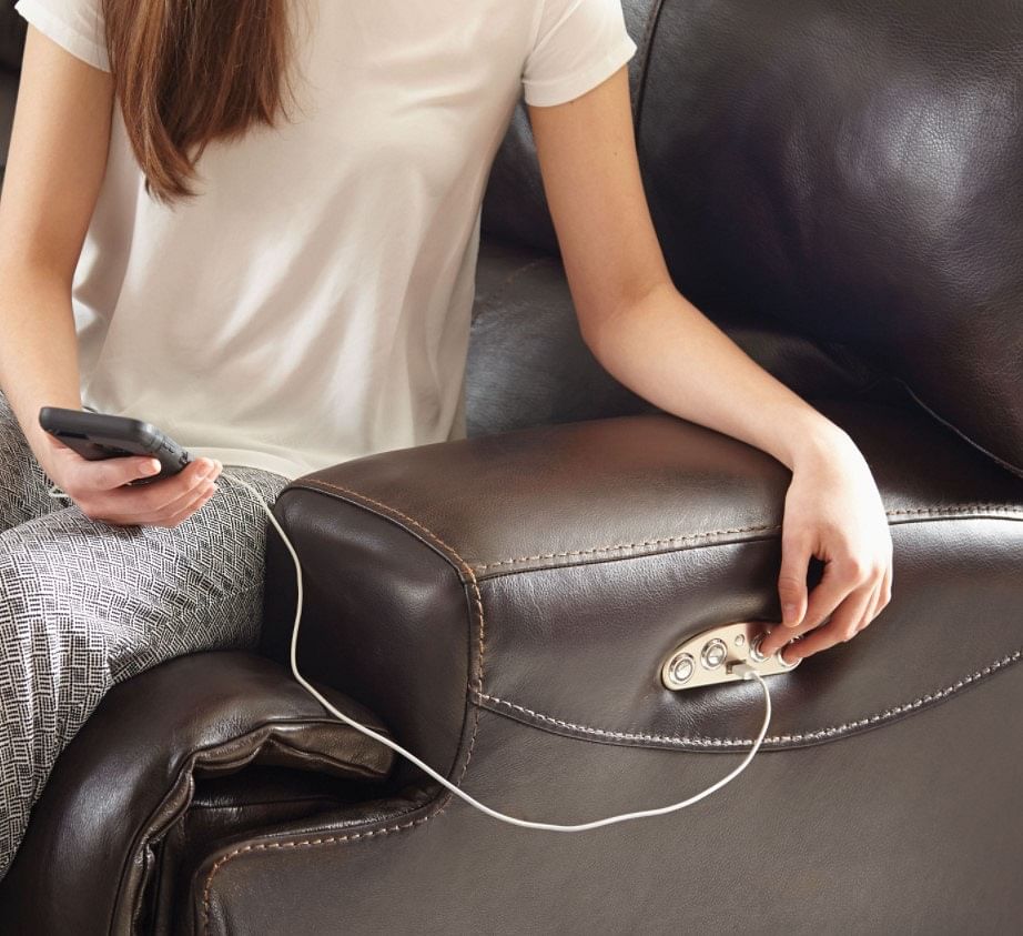 Wembley Power Lay Flat Reclining Sofa with Power Adjustable Headrest And Lumbar  Support In Walnut by Catnapper