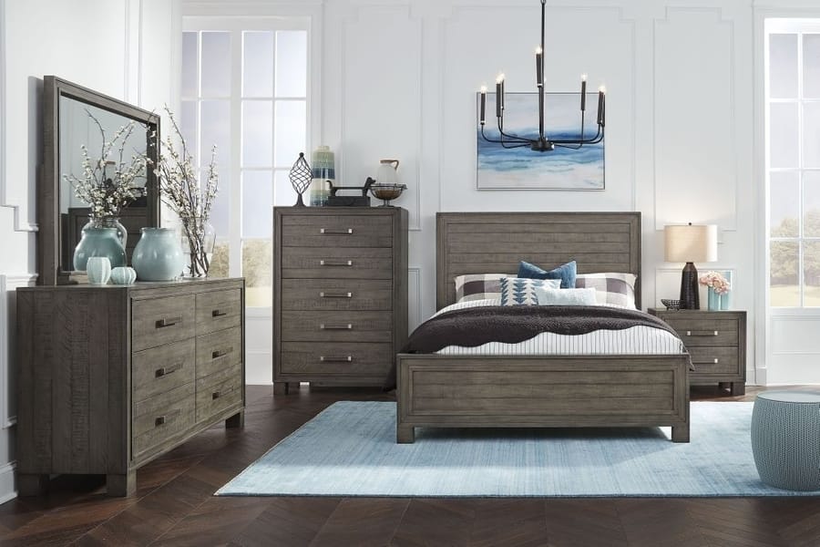 Modus Bedroom William Solid Wood Panel Bed In Dusty Dawn FYBVA5